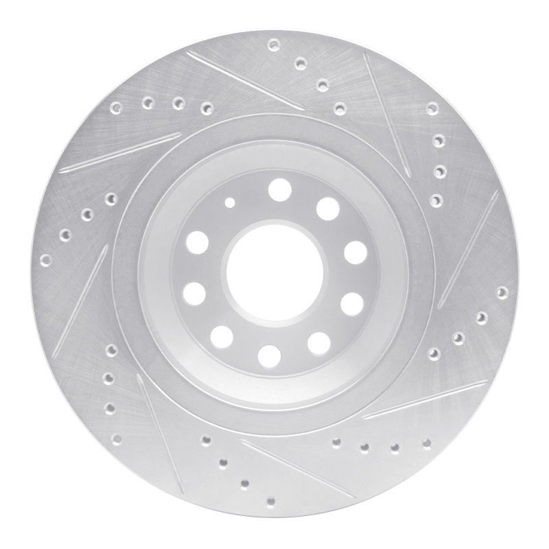 Audi A3 Quattro Brake Rotor (1) - Rear Left - R1 Concepts - Drilled & Slotted - Silver - `06-`25